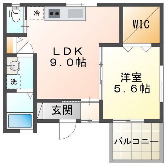 エフコーポ東山(1LDK/2階)の間取り写真