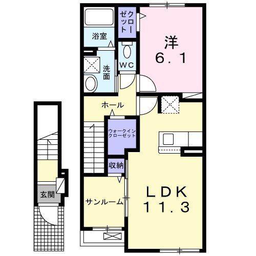 コリーナ ディ ヴェルデ 1(1LDK/2階)の間取り写真