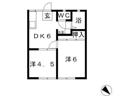 コーポ小河原(2DK/2階)の間取り写真