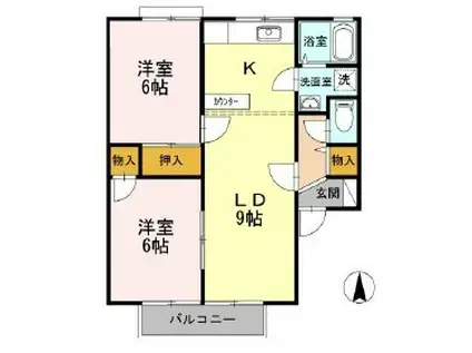 グレイスタウンII A(2LDK/2階)の間取り写真