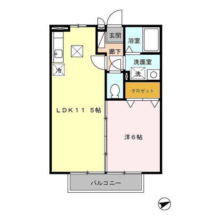 サニーコート杉本C(1LDK/1階)の間取り写真