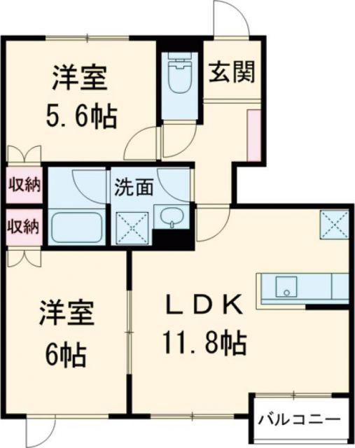 コンフォート日吉(2LDK/1階)の間取り写真