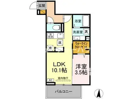 メゾングレイス(1LDK/1階)の間取り写真