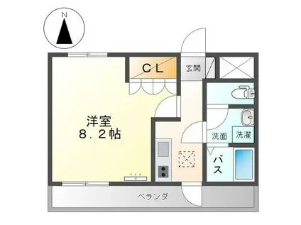 ボンヌール(1K/1階)の間取り写真