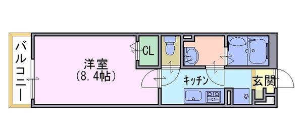 リブリ・長岡京(1K/3階)の間取り写真