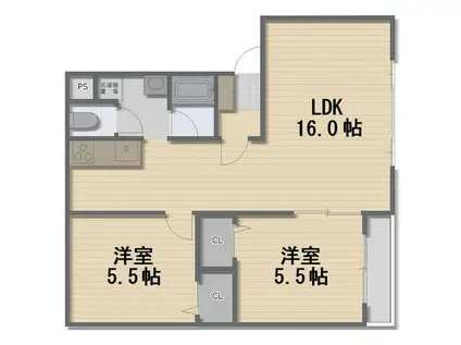 フレシア(2LDK/2階)の間取り写真