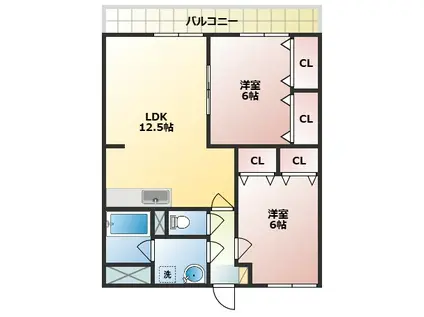 サンサーレ(2LDK/2階)の間取り写真