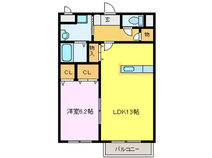 フラワーピーチパート III(1LDK/1階)の間取り写真