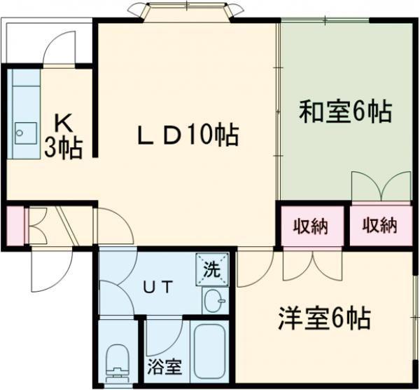ポプラハイツA(2LDK/2階)の間取り写真