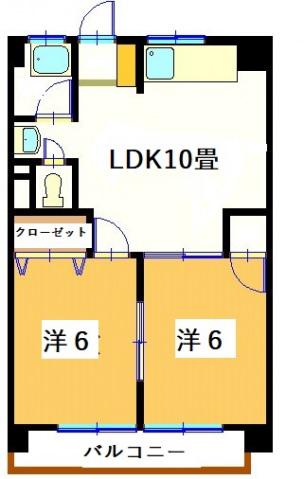 第2今井ビル(2LDK/2階)の間取り写真
