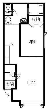 アングレー17(1LDK/1階)の間取り写真