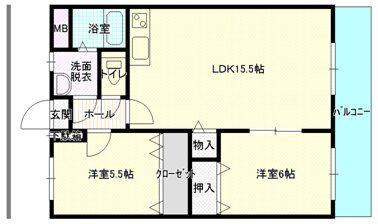 アロム藤(2LDK/2階)の間取り写真