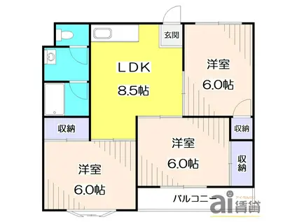 コトーあかみ(3LDK/3階)の間取り写真