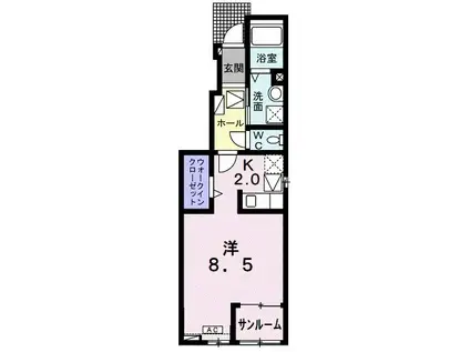 グリーン・ナミエ(ワンルーム/1階)の間取り写真