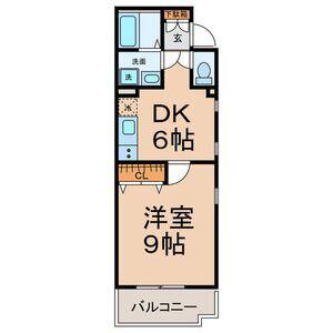 アーバングランツ三重(1DK/2階)の間取り写真
