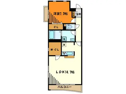 プレミアムコートみなみ野 II(1LDK/2階)の間取り写真