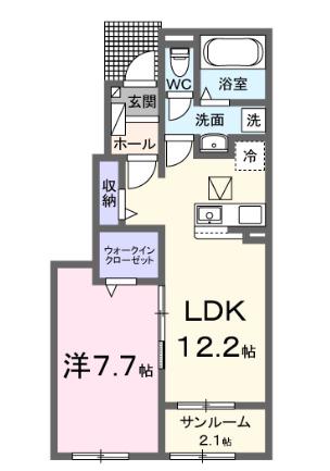 プティパニエ B(1LDK/1階)の間取り写真