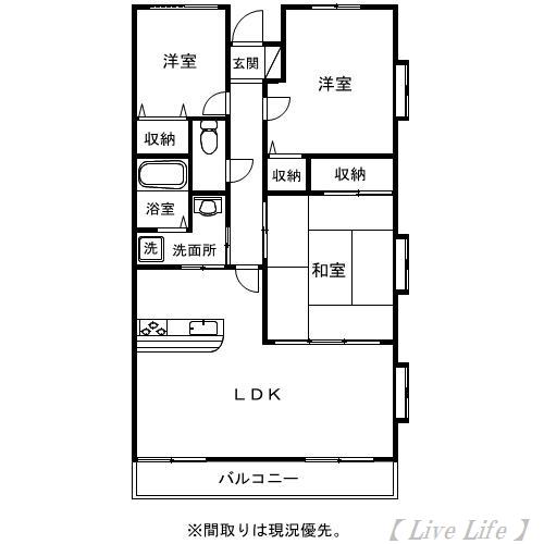 サザンコンフォート(3LDK/2階)の間取り写真