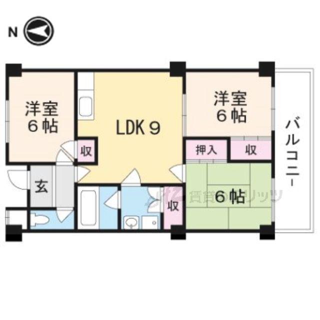 清涼ハイツ(3LDK/2階)の間取り写真