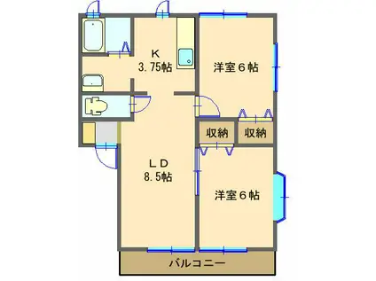 アルペンヒル E(2LDK/2階)の間取り写真