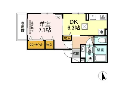 LUNGO LA FERROVIA.307 ルンゴラフェロヴィーア3(1DK/1階)の間取り写真
