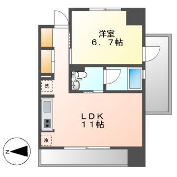 白川公園パークマンション(1LDK/12階)の間取り写真