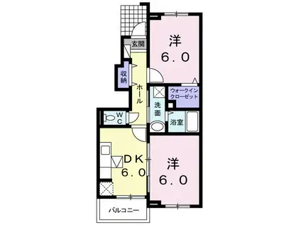 フランメゾンII(2DK/1階)の間取り写真