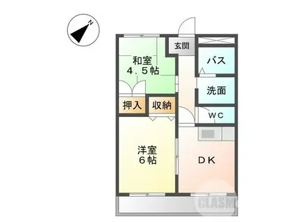 バウハウス(2K/4階)の間取り写真