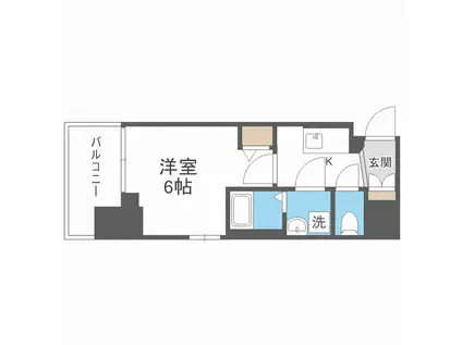 エスリード難波ザ・プレミア(1K/12階)の間取り写真