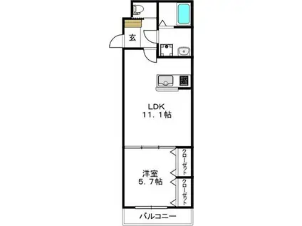 ポルトフィーノ長岡(1LDK/3階)の間取り写真