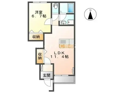 ヒールコートGOTO(1LDK/1階)の間取り写真