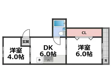 ウエムラビル(2DK/5階)の間取り写真