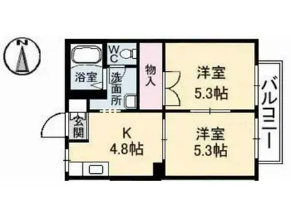 レイク・ルイーズ(2K/1階)の間取り写真