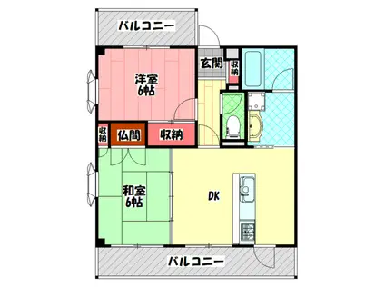 サンフレンドユーⅠ(2DK/7階)の間取り写真