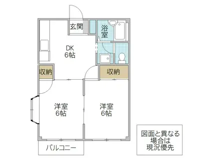 エルディム磯崎(2DK/2階)の間取り写真
