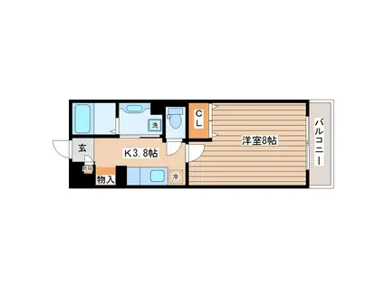 D-ROOMハピネス(1K/1階)の間取り写真