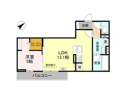 D-ROOM弓町I(1LDK/2階)の間取り写真