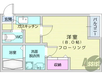クレフラスト太子堂Ⅱ(1K/2階)の間取り写真