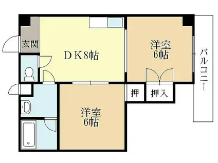 ルミエール春日森(2DK/4階)の間取り写真