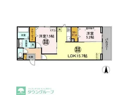 FERRO PALAZZO A棟(2LDK/2階)の間取り写真