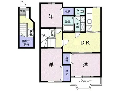 サンセールIII(3DK/2階)の間取り写真