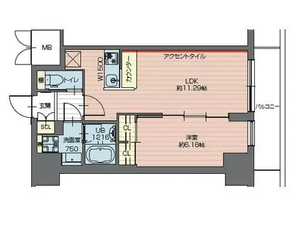 プレジオ西新井(1LDK/9階)の間取り写真