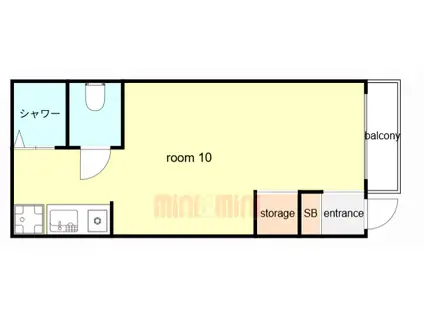 ゴールドリーフ山本(ワンルーム/1階)の間取り写真