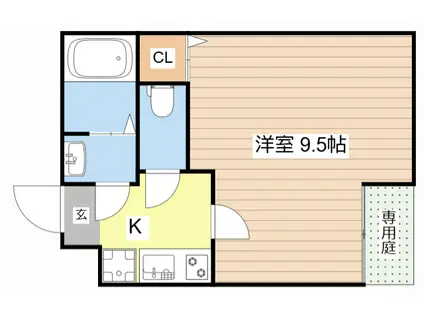 アークリード大津京(1K/1階)の間取り写真