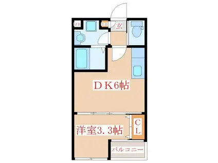 REVE(1DK/1階)の間取り写真