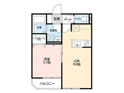 BLANC CUBE赤羽(1LDK/1階)の間取り写真