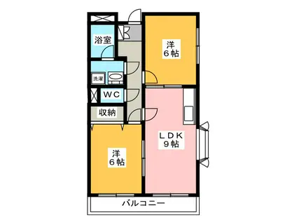 LIMPIAグランドパーク早川(2LDK/3階)の間取り写真