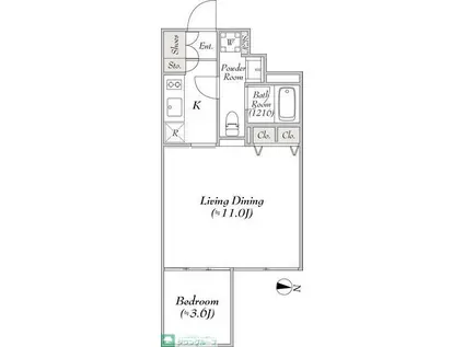 ミリア・レジデンス南馬込(1LDK/2階)の間取り写真