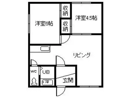 豊岡6・2(2LDK/2階)の間取り写真