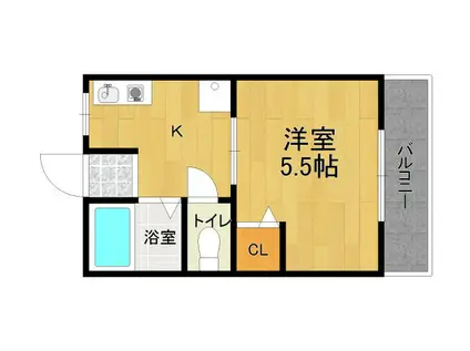 グレース鹿塩(1K/1階)の間取り写真